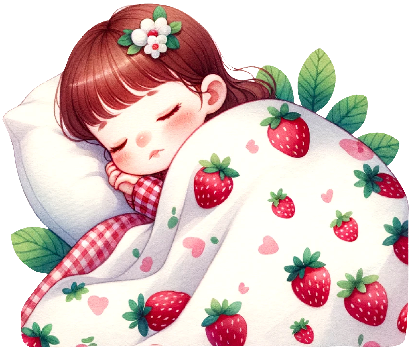 Sleeping in Strawberry Blanket