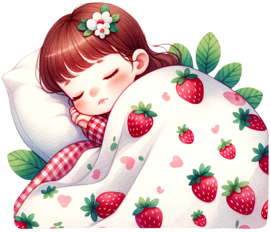 Sleeping in Strawberry Blanket