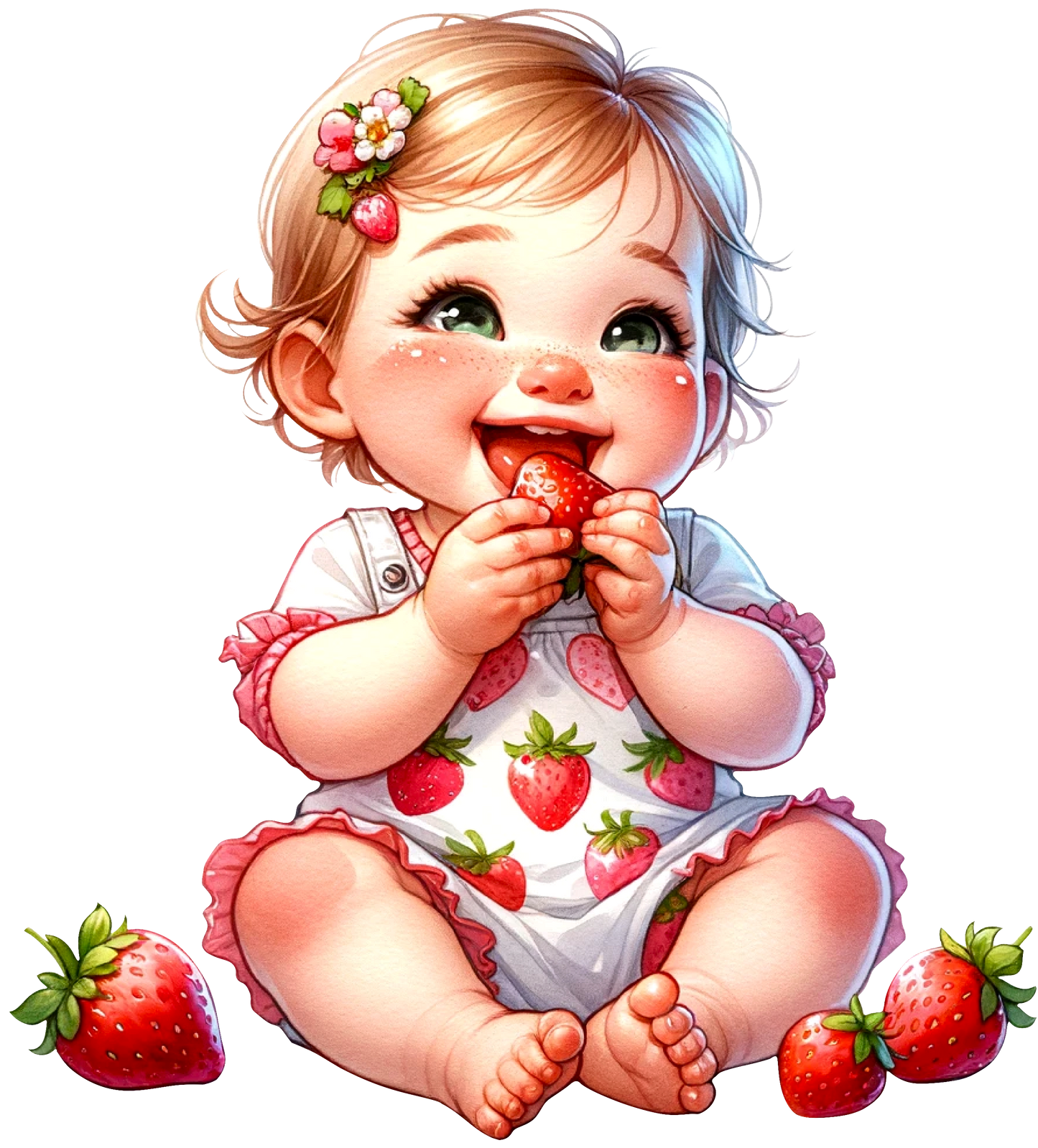 Eating Strawberry Smiling