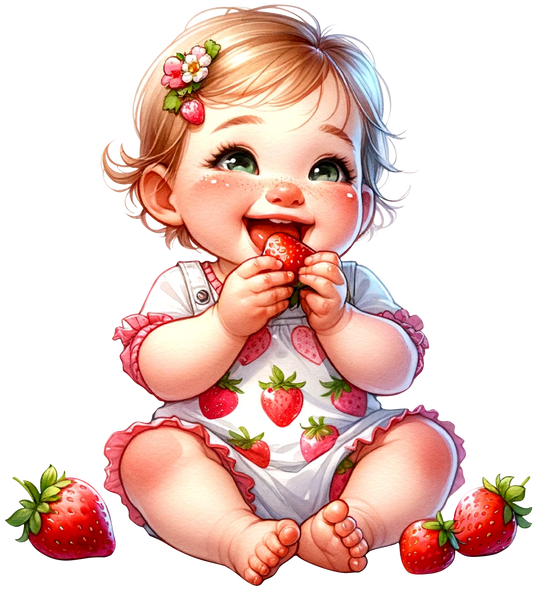 Eating Strawberry Smiling